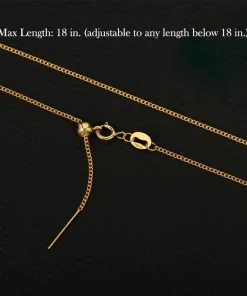 Gold-colored chain with sliding adjuster and chain-length reference text