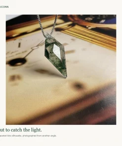 OLICONN kite moss agate poster illustrating the pendant facets