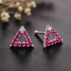 Natural Ruby Triangle Stud Earrings