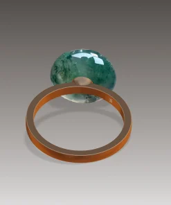 Rear design rendering of donut moss agate ring with rose-gold-colored band