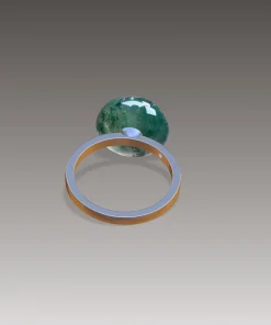 Rear design rendering of donut moss agate ring with white-colored band