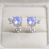Moonstone Leaf Stud Earrings
