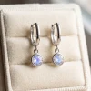 Rainbow Moonstone Crescent Stud Earrings