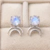 Moonstone Crescent Stud Earrings