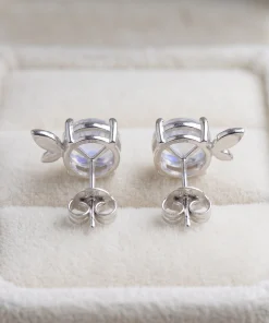 Moonstone Leaf Stud Earrings