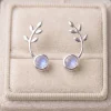 Moonstone Leaf Climber Earrings