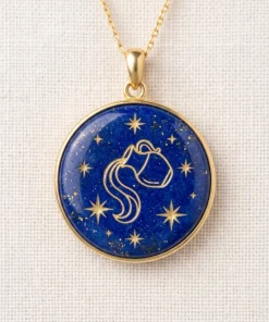 Aquarius Natural Lapis Lazuli Zodiac Pendant Necklace