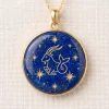 Capricorn Zodiac Natural Lapis Lazuli Hand-Carved Pendant Necklace