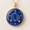 Pisces Zodiac Lapis Lazuli Hand-Carved Gold Inlay Pendant
