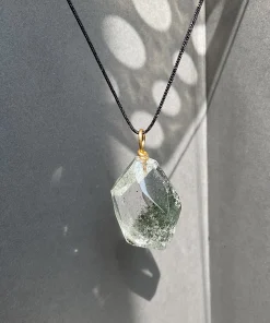 Alternative view of One of a Kind Hand-Cut Natural Green Phantom Quartz Pendant