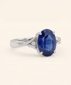 Forest Nocturne Natural Royal Blue Sapphire Engagement Ring – Platinum with Lab-Grown Diamonds