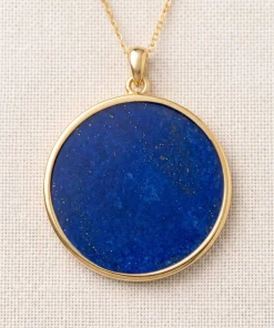 Leo Zodiac Lapis Lazuli Hand-Carved Gold Inlay Necklace
