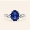 Forest Nocturne Natural Royal Blue Sapphire Engagement Ring – Platinum with Lab-Grown Diamonds