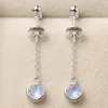 Mist Moonlight Drop Earrings – Natural Moonstone & Sterling Silver