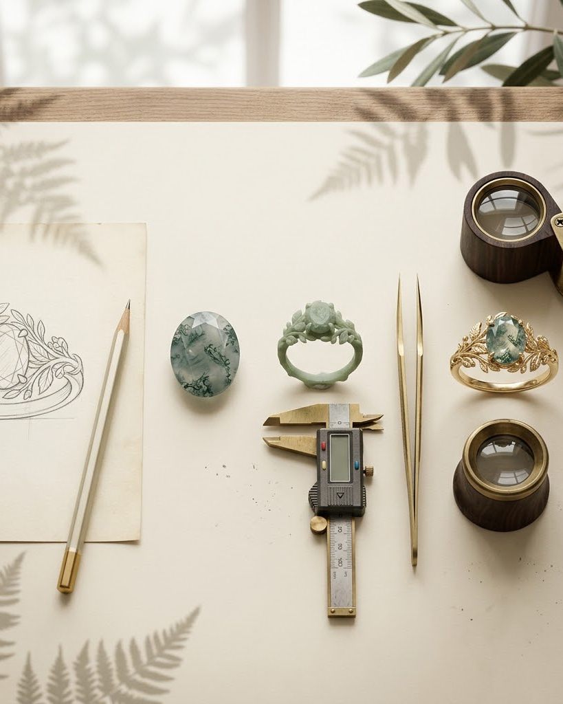 From sketch and natural gemstone to a finished OLICONN ring