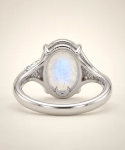 Back view of Forest Moonlight ring showing the open gemstone setting