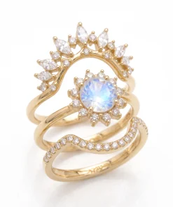 Moonstone Starlight Crown Ring Set