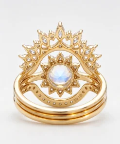 Moonstone Starlight Crown Ring Set