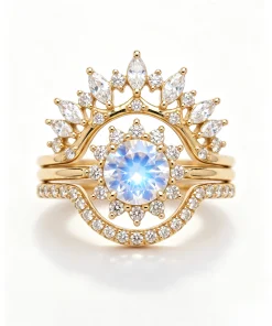 Moonstone Starlight Crown Ring Set