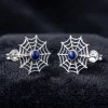 Lapis Lazuli Spiderweb Stud Earrings in 925 Sterling Silver