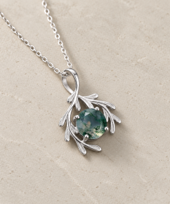 Botanical Embrace Moss Agate Necklace