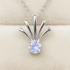 Front view of Hidden Moon Shell necklace with a round moonstone and five polished shell-inspired lines