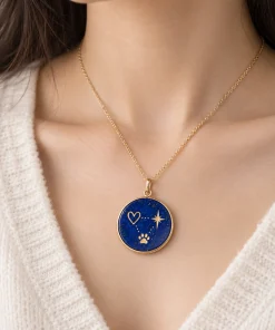 Personalized Lapis Initial & Keepsake Symbol Necklace